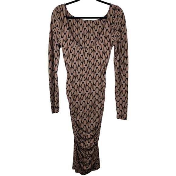 Tart Stretchy Midi Long Sleeve Rushed Sides Bodycon Dress - Small - Picture 2 of 3